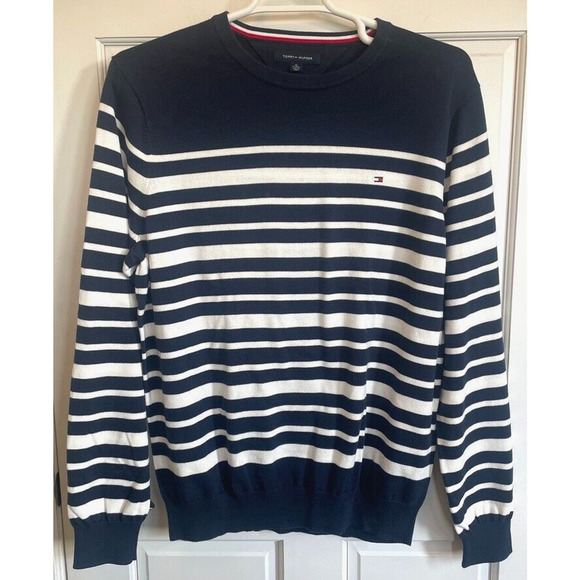 Tommy Hilfiger Men's XL Premium Cotton Crewneck Pullover Sweater Classic Stripe - Picture 1 of 7